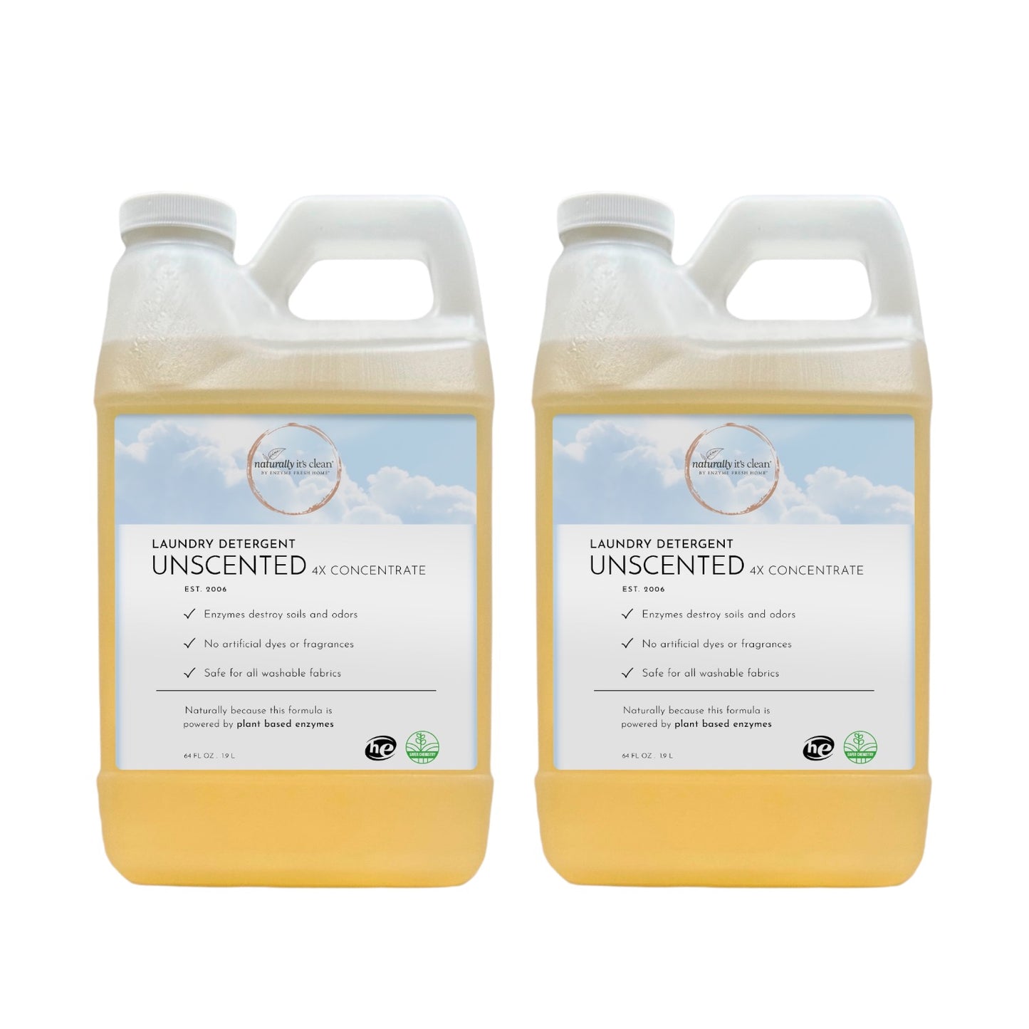Laundry Detergent Concentrate – Unscented – 2 Pack (64 oz Each)