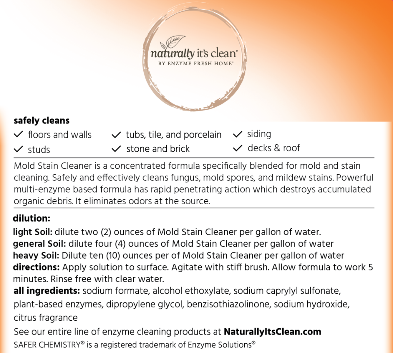 Mold Stain Cleaner Concentrate - 64 oz