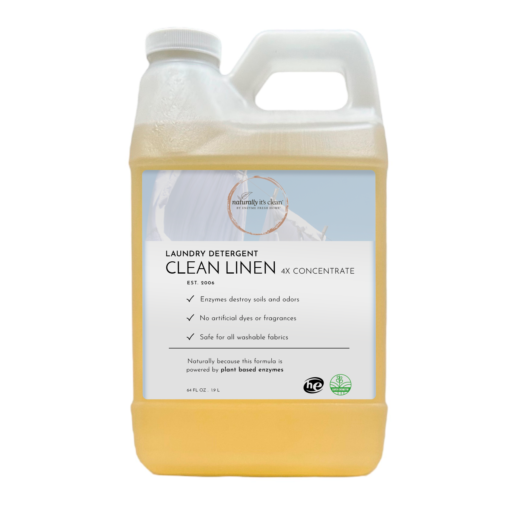 Linen Cleaner Enzyme-Based Laundry Detergent Concentrate – Clean Linen - 64 oz ...