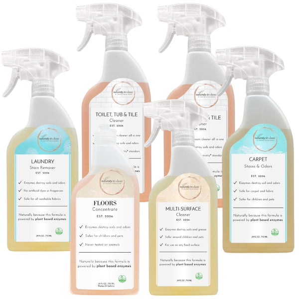 Enzyme-Based Essentials Plus Cleaning Kit - 6 Pack | Naturally It's Clean